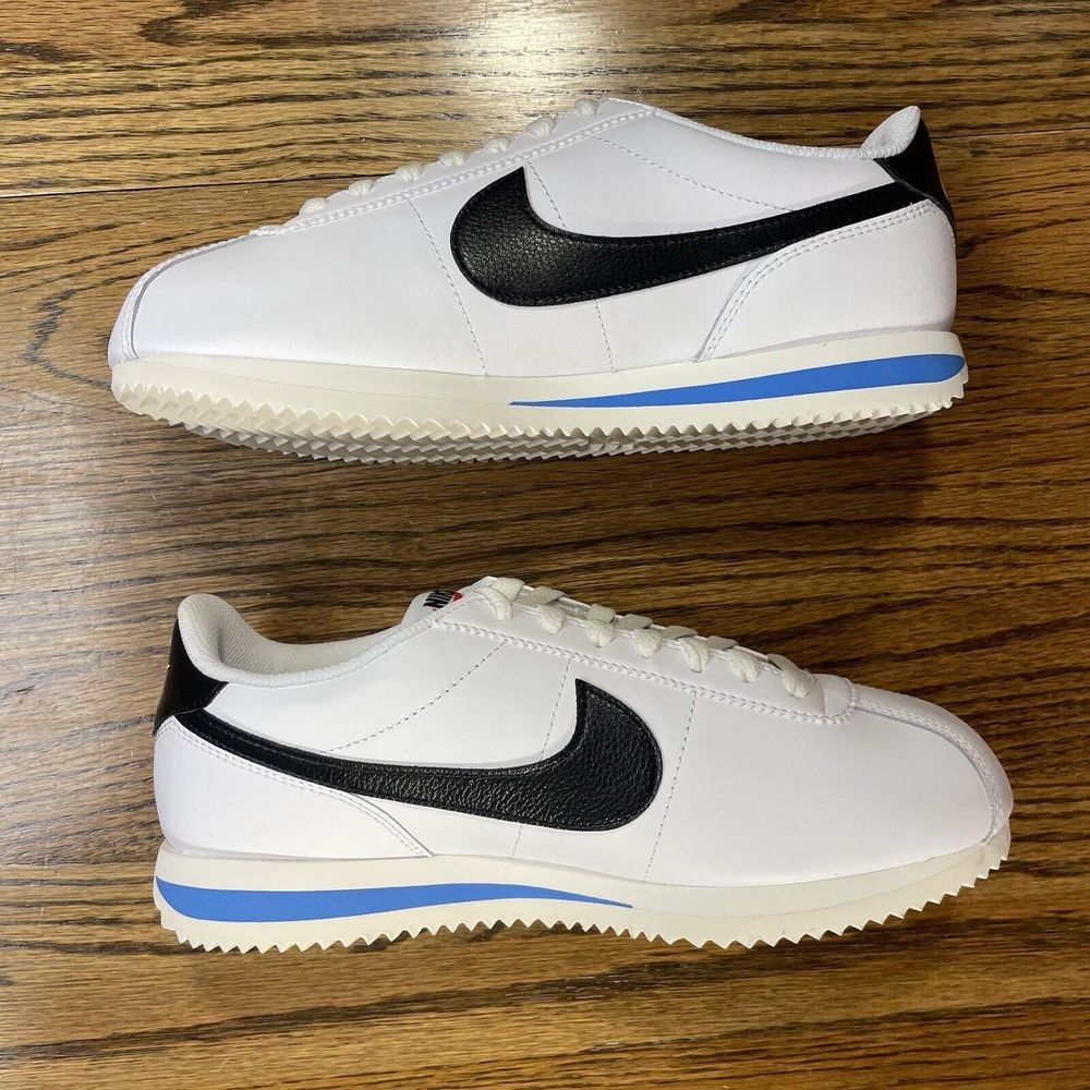 Women’s Nike CORTEZ 'WHITE BLACK LIGHT PHOTO BLUE' Leather Shoes Size - Picture 3 of 6